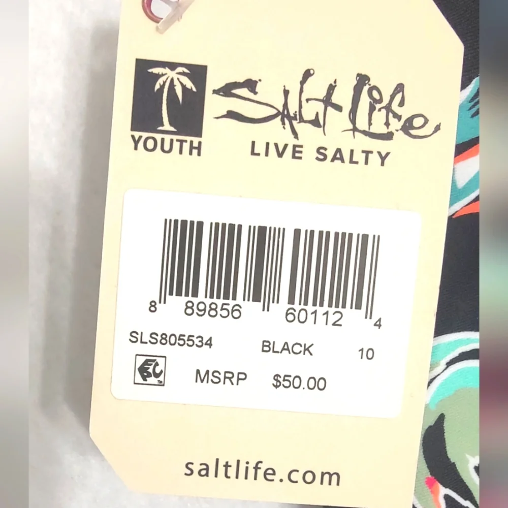 Salt Life Ocean Drift Youth One Piece Swimsuit Size Y10 Color Black‎